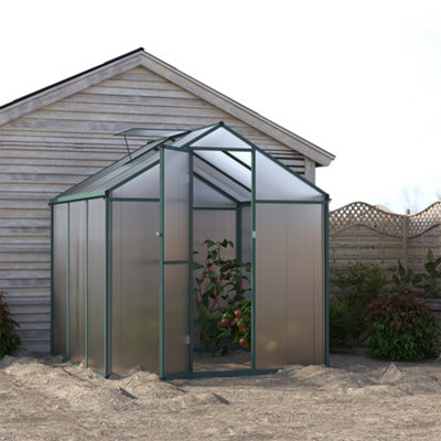 6x6ft Green Walk in Greenhouse Polycarbonate Greenhouse with Window