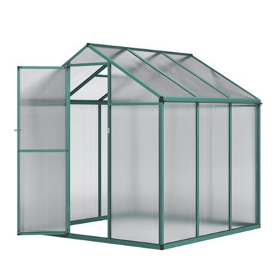 6x6ft Green Walk in Greenhouse Polycarbonate Greenhouse with Window