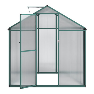6x6ft Green Walk in Greenhouse Polycarbonate Greenhouse with Window