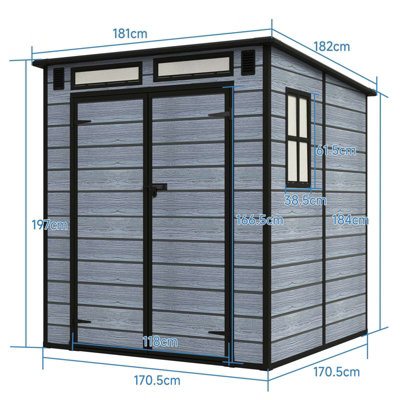 oy　ADA万天石　約6kg 6X6FT Plastic Garden Shed Apex with Floor Window Lockable Door