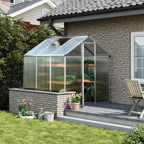 6x6ft Sliver Walk in Greenhouse Polycarbonate Greenhouse with Window