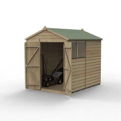 6x8 Apex Beckwood Shed 25yr Guarantee Shiplap Pressure Treated - 2 Windows - Double Door