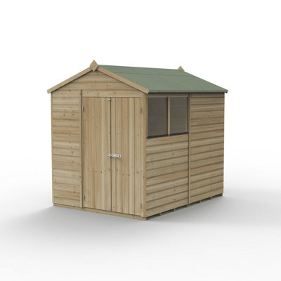 6x8 Apex Beckwood Shed 25yr Guarantee Shiplap Pressure Treated - 2 Windows - Double Door