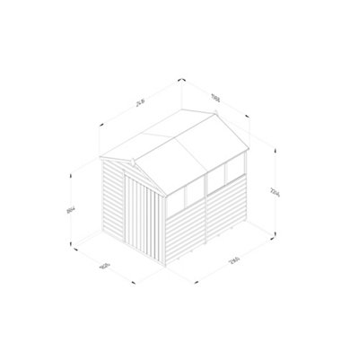 6x8 Apex Beckwood Shed 25yr Guarantee Shiplap Pressure Treated - 4 Windows - Double Door