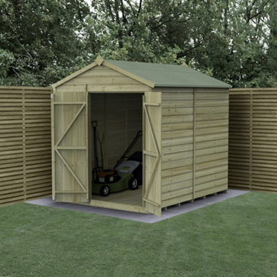 6x8 Apex Beckwood Shed 25yr Guarantee Shiplap Pressure Treated - No Windows - Double Door