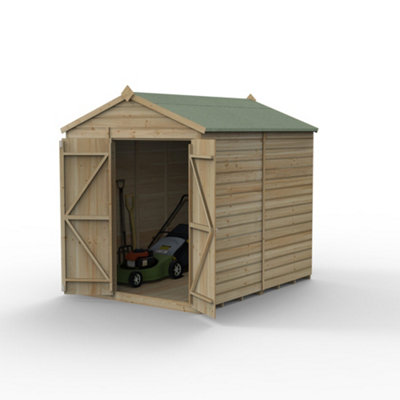 6x8 Apex Beckwood Shed 25yr Guarantee Shiplap Pressure Treated - No Windows - Double Door