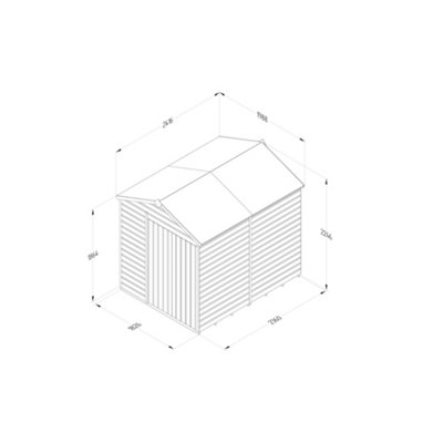 6x8 Apex Beckwood Shed 25yr Guarantee Shiplap Pressure Treated - No Windows - Double Door