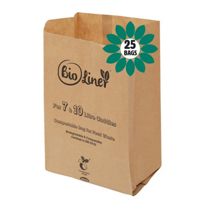 7 & 10L Bioliner Paper Compostable Caddy Liners (Medium) - 25 Bags