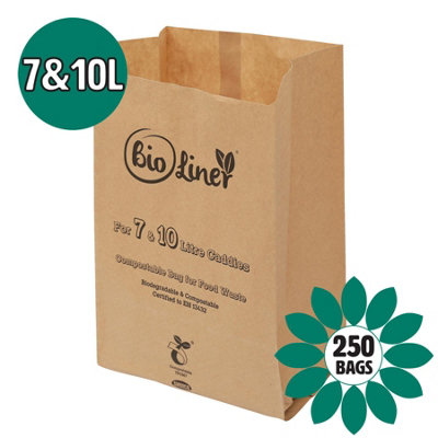 7 & 10L Bioliner Paper Compostable Caddy Liners (Medium) - 250 Bags