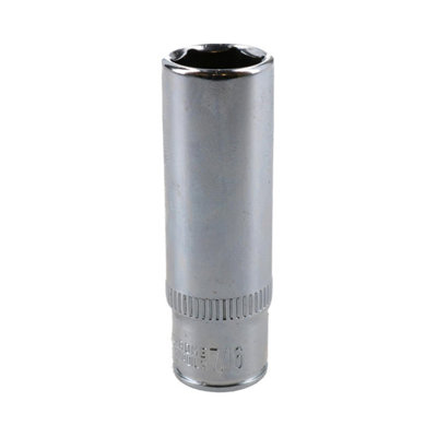 7/16" Deep SAE Socket 1/4" Drive 48mm Length 6 Point Chrome Vanadium Steel