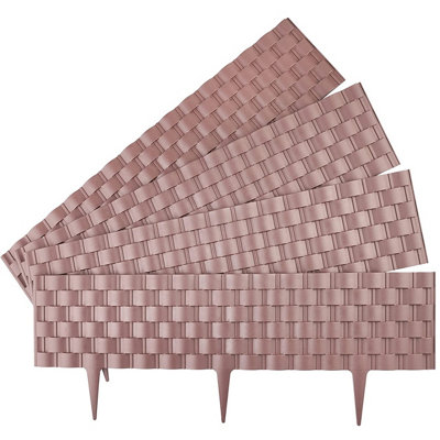 7.2m Flexible Lawn Edging Fence - Faux Rattan Weather Resistant Staked ...