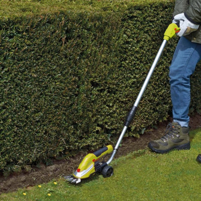 7.2V Cordless Lightweight Hedge Trimming Shears, Wheel Attachment & Lithium-Ion Battery 90mm Cutting Blade