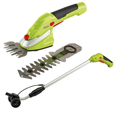 7.2V Cordless Lightweight Hedge Trimming Shears, Wheel Attachment & Lithium-Ion Battery 90mm Cutting Blade