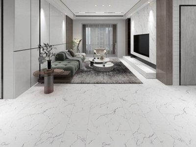 7.4mm Thickness - Casa Floors SPC Click Vinyl Floor Calcutta Marble Gloss Tiles - 1.26m²/Pack - 4
