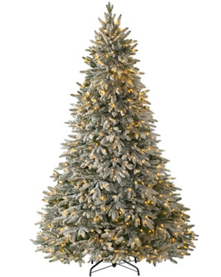 7.5 ft Pre-Lit Snow Flocked Christmas Tree with 650 LEDs & 8 Light Settings