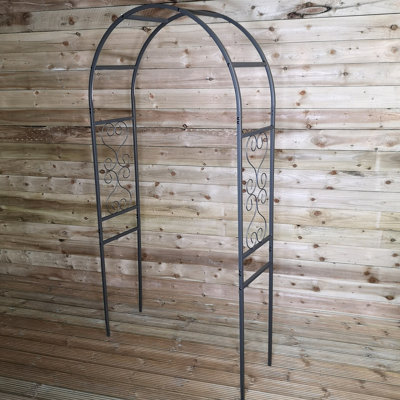 7.5ft (2.28m x 1.1m) Climbing Rose Arch Trellis Pewter Powder Coated