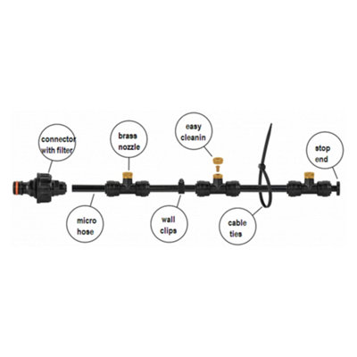 7.5m Outdoor Garden Misting Set Black and Orange Complete Hose and ...