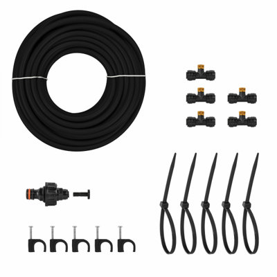 7.5m Outdoor Garden Misting Set Black and Orange Complete Hose and ...