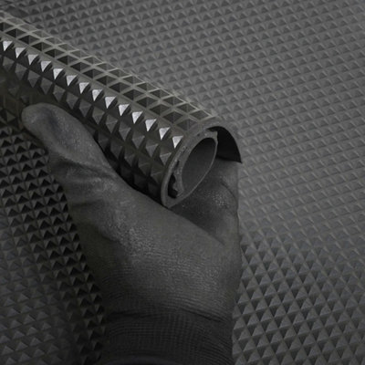 7.5m x 1.2m Pyramid Rubber Flooring Matting Roll 3mm Thick Non-Slip Mat ...