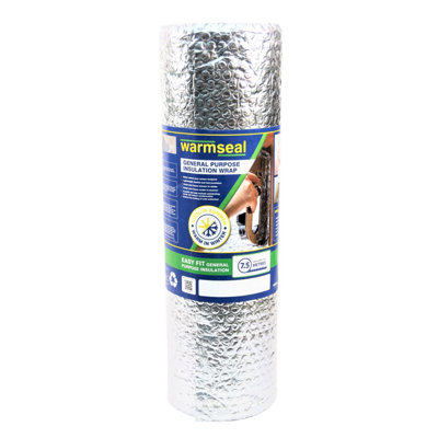 7.5m x 600mm Warmseal Foil Insulation Roll Bubble Wrap Silver