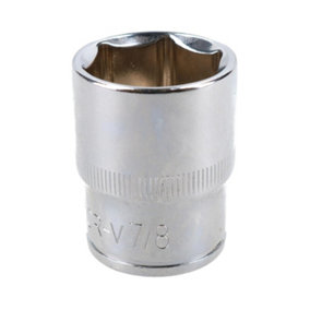 7/8" Imperial 6 Point 1/2" Drive Shallow Socket SAE AF Chrome Vanadium Steel