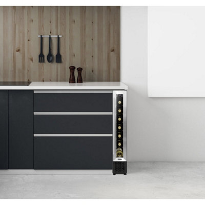 Bottle 15cm SLIM Wine Cooler Fridge LED Backlit Metal Shelf