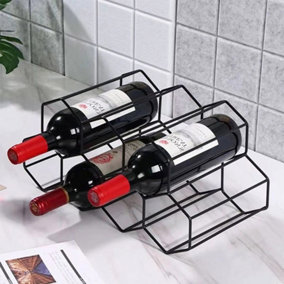 7 Bottle Metal Black Countertop Hexagon Wine Rack