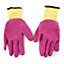 7" Builders Protective Gardening DIY Latex Rubber Coated Work Gloves Pink