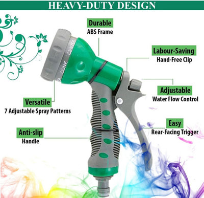 7 Dial Spray Gun  For Garden Hoses Sprays 7 Different Functions Of Patterns Soft Grip Handle