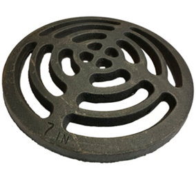 7" Diameter 178mm 9mm Thick Round Circular Cast Iron Gully Grid Grate Heavy Duty Drain Cover Black Satin Finish