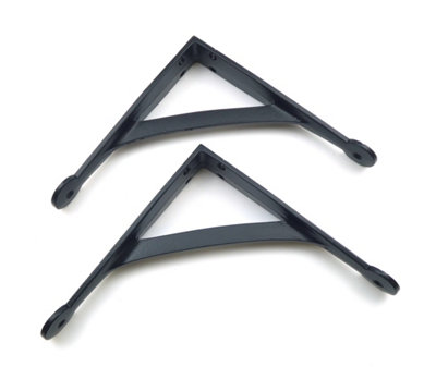 7" Epoxy Black Gallows Shelf Brackets Antique Cast Iron - Pair of Brackets