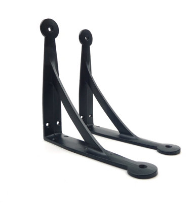 7" Epoxy Black Gallows Shelf Brackets Antique Cast Iron - Pair of Brackets - 3