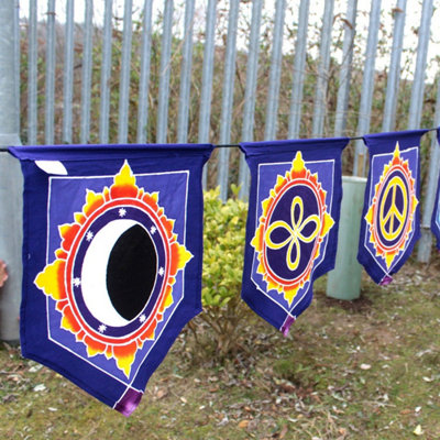 7 Flags Banner - Love in the Center - Bali Batik Wall Art