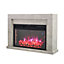 7 Flame Colours Freestanding Electric Fireplace Mantel with Remote Control 34 Inch