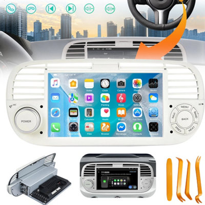 Autoradio Android 7 Pouces Pour Fiat 500 (2007-2015) - Carplay Sans Fil, Android Auto, GPS, Bluetooth, Caméra De Recul