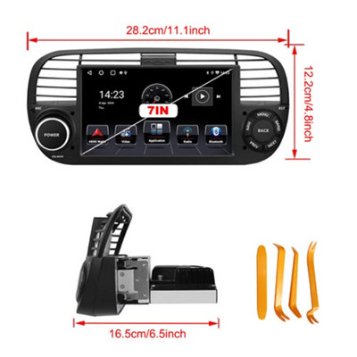 Hikity - Autoradio Android 15 Pour Fiat 500 2007-2015 - Écran Tactile 7" - 2 Go RAM / 64 Go ROM - CarPlay/Android Auto Sans Fil - GPS, WiFi, Bluetooth + Caméra De Recul - 7