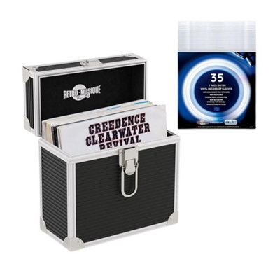7 inch Aluminium EP Vinyl Case, with 35 PP sleeve - Black