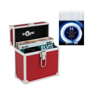 7 inch Aluminium EP Vinyl Case, with 35 PP sleeve - Red