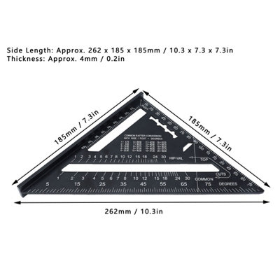 7-Inch Aluminum Triangle Ruler - Portable Carpenter Square for DIY ...