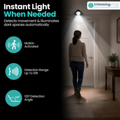 7 LED Black Battery-Powered Motion Sensor Light, Adjustable Head ABS ...