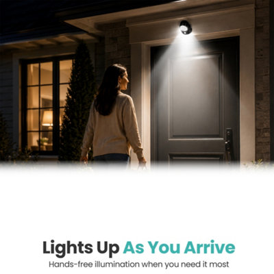 7 LED BLACK BATTERY-POWERED MOTION SENSOR LIGHT, ADJUSTABLE HEAD ABS ...