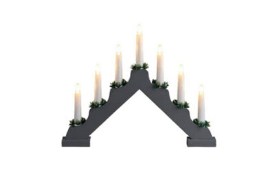 7 LED Wooden Christmas B/O Candle Bridge - Grey