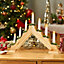 7 LED Wooden Christmas B/O Candle Bridge - Natural