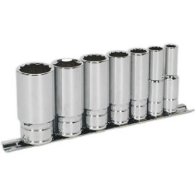 7 PACK - DEEP Whitworth Socket Set - 3/8" Imperial Square Drive 12 Point TORQUE