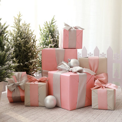 7 Pack Stackable Christmas Square Gift Box Present Boxes Xmas Tree Decor with Ribbon Price Comparisons | Compare The Build