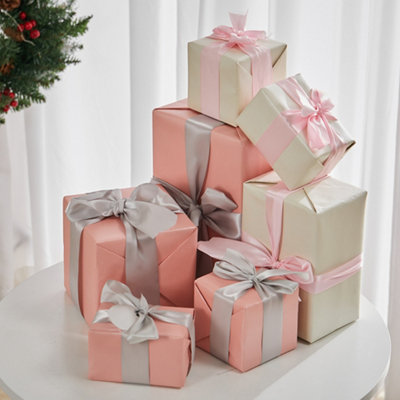 7 Pack Stackable Christmas Square Gift Box Present Boxes Xmas Tree ...