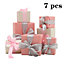 7 Pack Stackable Christmas Square Gift Box Present Boxes Xmas Tree Decor with Ribbon