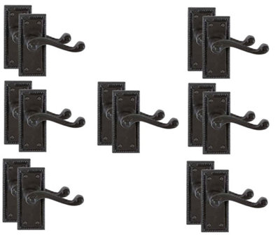 7 Pair of Matt Black Georgian Lever Latch Hnadles 107mm x 48mm  - Golden Grace Price Comparisons | Compare The Build