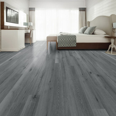 7 pcs Wood Grain Effect Vinyl Flooring Tiles, Self Adhesive Waterproof Floor Planks,1m² coverage, 91.5cm L x 15.2cm W