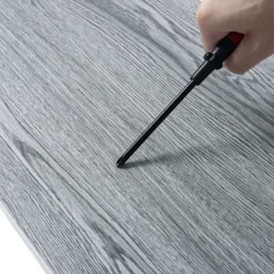7 Pcs Wood Grain Effect Vinyl Flooring Tiles, Self Adhesive Waterproof Floor Planks,1m² coverage, 91.5cm L x 15.2cm W